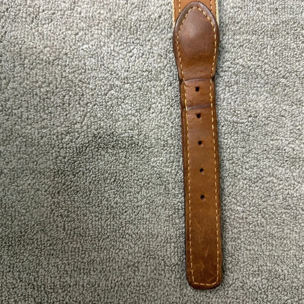 Tommy Bahama Mens Brown Leather Canvas Marlin Embroidered Belt Size 38 USA Made